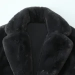 Willshela Women Fashion Black Faux Fur Hidden Breasted Coats Vintage Lapel Neck Long Sleeves Female Chic Lady Outfits - Image 3