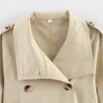 Willshela Women Fashion With Belt Khaki Double Breasted Trench Jacket Vintage Lapel Neck Long Sleeve Female Chic Coat Outfits - Image 3