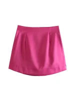 Willshela Women Fashion Purple Satin Mini Skirt High-waist Side Zipper Chic Lady Woman INS style Soft Short skirts - Image 5
