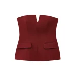 Willshela Women Fashion With Pockets Solid Bustier Backless Side Zipper Corset Tops Vintage Strapless Female Chic Lady Top - Image 6