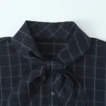 Willshela Women Fashion With Bow Plaid Single Breasted Blouse Vintage Scarf Collar Long Sleeves Female Chic Lady Shirts - Image 3