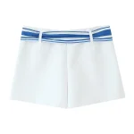 Willshela Women Fashion With Belt Side Zipper Mini Skirts Shorts Vintage High Waist Female Chic Lady Shorts - Image 2