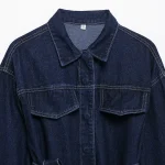 Willshela Women Fashion With Belt Denim Blue Single Breasted Jackets Vintage Lapel Neck Long Sleeves Female Chic Lady Outfits - Image 3