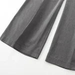 Willshela Women Fashion Grey Front Zipper Pleated Wide Leg Pants Vintage High Waist Full Length Female Chic Lady Trousers - Image 5