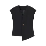 Willshela Women Fashion Solid Single Button Sleeveless Jacket Vintage V-Neck Vest Female Office Lady Waistcoats - Image 5