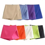 Willshela Women Fashion Asymmetrical Shorts Skirts High Waist Back Pockets Side Zipper Vintage Female Skort Solid