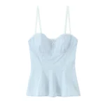 Willshela Women Fashion With Bow Striped Backless Side Zipper Tops Vintage Thin Straps V-Neck Female Chic Lady Camis - Image 2