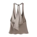 Willshela Women Fashion Solid Backless Lace Up Pleated Side Zipper Tops Vintage Halter Neck Sleeveless Female Chic Lady Tops - Image 5