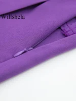 Willshela Women Fashion Solid Asymmetrical Side Zipper Skirts Shorts Vintage High Waist Female Chic Lady Shorts - Image 6