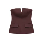 Willshela Women Fashion With Pockets Solid Bustier Backless Side Zipper Corset Tops Vintage Strapless Female Chic Lady Top - Image 4