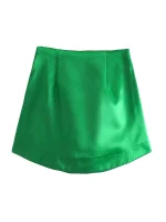 Willshela Women Fashion Purple Satin Mini Skirt High-waist Side Zipper Chic Lady Woman INS style Soft Short skirts - Image 2