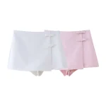 Willshela Women Fashion With Bow Solid Side Zipper Mini Skirts Shorts Vintage High Waist Female Chic Lady Shorts