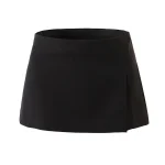Willshela Women Fashion Black Side Zipper Slit A-Line Mini Skirt Vintage High Waist Female Chic Lady Skirts