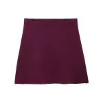 Willshela Women Fashion Solid Knitted A-Line Mini Skirt Vintage High Elastic Waist Female Chic Lady Skirts - Image 5