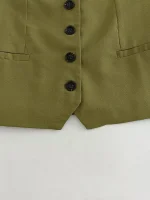 Willshela Women Fashion Solid Single Breasted Vest Waistcoat Vintage V-Neck Sleeveless Female Chic Lady Tank Tops - Image 5