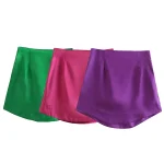 Willshela Women Fashion Purple Satin Mini Skirt High-waist Side Zipper Chic Lady Woman INS style Soft Short skirts