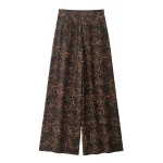 Willshela Women Fashion Printed Pleated Front Zipper Straight Pants Vintage High Waist Full Length Female Chic Lady Trousers - Image 2