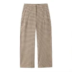 Willshela Women Fashion Plaid Front Zipper Straight Pants Vintage High Waist Full Length Female Chic Lady Trousers