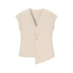 Willshela Women Fashion Solid Single Button Sleeveless Jacket Vintage V-Neck Vest Female Office Lady Waistcoats - Image 4